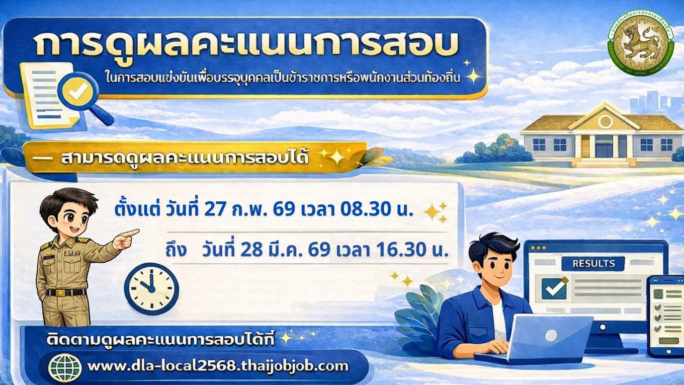 ดูผลคะแนนการสอบ การสอบแข่งขันท้องถิ่น ปี 2568